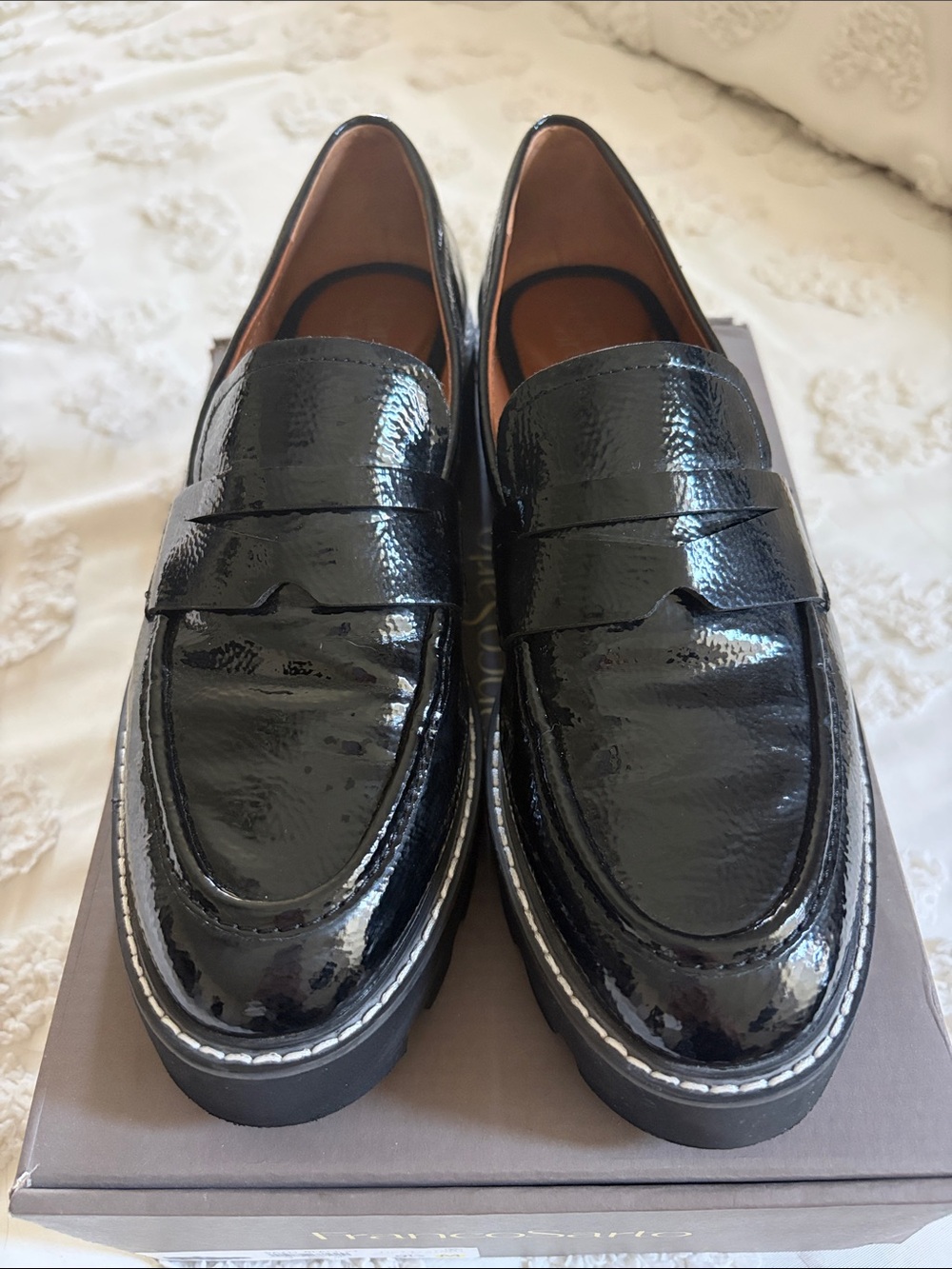 Franco Sarto Women’s Black Patent Leather Penny Loafers